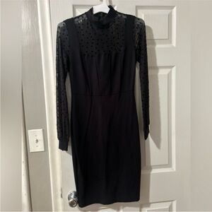 LIKES=10%+ OFF Elegant Black Sheer Sleeve Dress